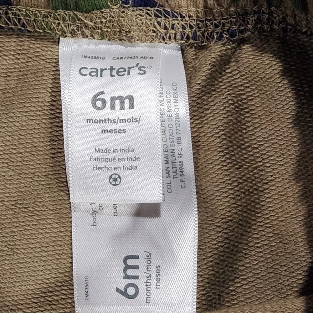 Carter's Dino Camo 3pc Set, 2 Long Sleeve Bodysuits and Camo Jogger Pants Size6M
